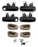 Türgriff-Set, mit Schließzylindern und Schlüsseln, kompatibel mit Toyota Corolla & Chevy Prizm, innen und außen vorne und hinten links Fahrer und rechte Beifahrerseite, OE# 77563, 80423, 79501, DL166