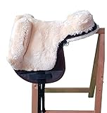 A&M Reitsport Fellsattel Merino Lammfell Baumloser Sattel Reitpad Schwarz Braun Beige, Farbe:Beige
