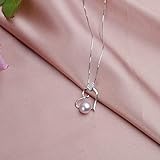 LXGGUC 925 Sterling Silber Herz Anhänger Halskette natürliche Süßwasserperle für Frauen Ketten Schmuck Geschenk 45 cm