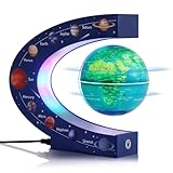 Magnetisch Schwebender 3-Zoll Globus mit Farbiger Lampe – Coole Bürodekoration und Geschenke für Männer und Chefs – Astronomisches Lernspielzeug für Kinder