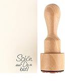 Ideen mit Herz Stempel | Hochwertiger Holzstempel mit Griff | Ø 3 cm | 8,5 cm hoch | verschiedene Sprüche zur Auswahl (Schön, dass Du da bist!)