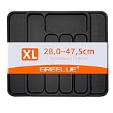 GREELUE (28-47,5CM XXL Besteckhalter für Schubladen, Verstellbarer Besteckeinsatz, Schubladen organizer küche für Löffel, Gabeln, Messer, Groß (Schwarz)