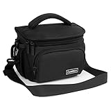 Cwatcun Kameratasche Spiegelreflex Kamera Tasche, wasserdichte Fototasche für Spiegelreflexkameras für Canon, Nikon, Sony, Fuji Klein DSLR/SLR und Objektiv,Schwarz,S