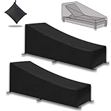 2er Pack Gartenliege Abdeckung, 200x70x40/75cm Sonnenliege Schutzhülle,Abdeckung Wasserdicht,Winddicht UV-Beständiges,210D Oxford Gewebe Schutzhülle für Sonnenliege Liegestuhl Deckchair - Schwarz