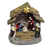 Dcaknri Weihnachtskrippen-Set aus Kunstharz, Weihnachtsfiguren, Krippenszene, Miniatur-Statuen für Zuhause, Urlaubsdekorationen, Ornamente