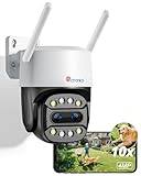 Ctronics 2,5K 10X Hybrid-Zoom Überwachungskamera mit Dual Objektiv, 4MP PTZ WLAN Kamera, Personen-/Fahrzeugerkennung & Auto-Tracking, 355°/90° Schwenk/Neigung, Farb-Nachtsicht, Zwei-Wege-Audio