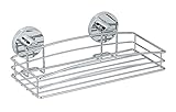WENKO Vacuum-Loc® Wandablage, Duschablage im offenen Drahtkorb-Design aus verchromtem Metall für Bad und Gäste-WC, Wandablage zur Befestigung ohne bohren mit Vakuum-Befestigung, 26 x 7 x 15,3 cm