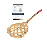 NEUSTANLO | Teppichklopfer in Sonnenform mit Handschutz | 3-fädiges Natur Rattan | länglich hell | 75x26 cm | flexibel und robust