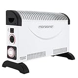 MONZANA® Konvektor Elektroheizung 2000 W inkl. 24 Std. Timer 3 Heizstufen Thermostat Elektrischer Heizkörper Mobile Heizung Stromheizung Heizgerät