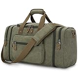 Erweiterbar Canvas Reisetasche Herren 60L / 50L, Weekender Damen Groß, Sporttasche für männer, Duffle Reisen Übernachtung Taschen, Armee Grün
