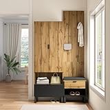 ModernLuxe Garderoben-Set Wandgarderobe Flurgarderobe mit Schuhbank und Kissen, zweitürigem Kleiderschrank, verstellbaren Einlegeböden, Schubladen und integriertem Kleiderhaken 65x38x180cm