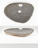 Naturstein Waschbecken grau rund 60 cm von WOHNFREUDEN - Naturstein Waschbecken Aufsatzwaschbecken Handwaschbecken Stein Waschschale flach für das Badezimmer