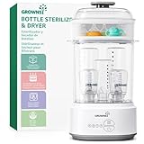 GROWNSY Sterilisator für Babyflaschen, 4-in-1 Flaschen Sterilisator Baby und Trockner, Schnelles Trocknen, Sterilisator für Babyartikel, Babyflaschen & Milchpumpen-Zubehör
