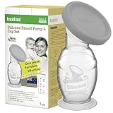 haakaa 150 ML Handmilchpumpe mit Silikondeckel und Saugfuß, Transparent Manuelle Brustpumpe, Silikon Milchpumpe & Muttermilchauffänger, Gesund und Harmlos