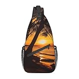Umhängetasche mit Sonnenuntergang, leicht, Umhängetasche, Brusttasche, Reiserucksack für Damen und Herren