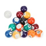 Ejoyous Mini Billardkugeln, 16 Stück 32mm Umweltfreundliche Polyesterharz Pool, Trainingsbälle Billard Pool Balls Set Billardkugel Spielzeug Billardtisch Zubehör, für Kinder