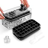 Eiswürfelbehälter mit Deckel und Behälter, Eiswürfelform mit 64 Stück Eiswürfel, einfaches Drücken, um das Eis zu lösen, Kühlen von Whiskey, Cocktail, Kaffee, 2 Schalen, 1 Eiskübel und Schaufel