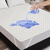 Arcona Matratzenschoner 90x200, Gesteppt wasserdichte Matratzenauflage, Nässeschutz und Atmungsaktive Inkontinenzunterlage Waschbar, Inkontinenz Bettunterlage mit 4 Eckgummis, Elfenbein Weiß
