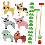 MOTHNUR 1 Satz Lustiges Tierkrocket Animal Croquet Kit Krocketspiel Kind Ball Tierförmig Tier-krocket-Set Drinnen Bausatz Im Freien Kick-Crocket-Spiel Krocket in Tierform Hölzern