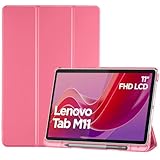 ProCase Hülle für 11' Lenovo Tab M11 2024 mit Stifhalter, Ultra-Dünn & Leicht Smart Case Cover- MelonRosa