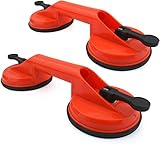 Incutex 2er Set Doppelsaugheber 100 kg Hebekapazität Glasheber Glassauger Vakuumheber Saugheber mit 2 Saugnäpfen – orange