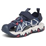 DANNTO Kinder Sandalen Jungen Trekkingandalen Mädchen Outdoor Sport Geschlossen Wandersandalen Rutschfest(blau,33)