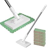 DAILIENFUS NEU Wischmopp mit Druck-Klemm-System: Ohne Händewaschen,1-Knopf-Wechsel, Automatisches Klemmtuch, Bodenwischer mit 10 wiederverwendbaren Mikrofasertüchern für einfache Reinigung