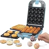 Giles & Posner 3-in-1 Mini Treat Maker – Donuts, Cake Pops, Waffeleisen Maschine, Antihaftbeschichtete herausnehmbare Kochplatten, Einfache Reinigung, Kompakt, Kinderbacken, Sorbet, Pastellblau, 650 W