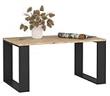 BDW - Couchtisch - Sofatisch mit offenem Regal, Ablage - 92 x 45 x 53 cm Beistelltisch, Lowboard - Wohnzimmer, Salon - Modern - Stubentisch - Truhentisch - Holzwerkstoff (Eiche Artisan/Schwarz)