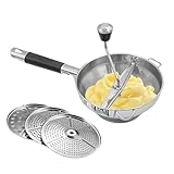 Kartoffelstampfer, Edelstahl Passiermühle mit 3 Frässcheiben, Reibequetsche Küchenwerkzeug, Passiermühle groß für Tomatensoße, Apfelmus, Püree, Kartoffelpüree, Marmelade, Babynahrung