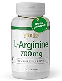 L-Arginin Hochdosiert 700 mg. Essenzielle Aminosäure 100% natürlich aus Fermentation (120 Kapseln) Hohe Bioverfügbarkeit & Bioaktivität. Premium L-Arginine Vitality Nutritionals by VitaminExpress