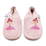 Dotty Fish Krabbelschuhe aus Leder – rutschfeste, weiche Sohle, Barfußgefühl, Lauflernschuhe & Babyschuhe für Mädchen. Rosa Fee Ballerina. 3-4 Jahre (27 EU)