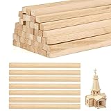 Holzstäbchen zum Basteln, 50 Stück Holzstäbe Quadratisch Holzstäbchen zum basteln, 30,5X0,8X0,8cm, Holzstäbe Quadratisch, holzstäbchen für Heimwerker Schnitzen Basteln, für Holzbasteleien,DIY Projekte