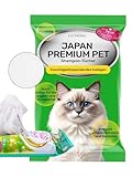 Japan Premium Pet Katzenshampoo Handtuch | Reinigungstücher, die wie Trockenshampoo für Katzen wirken | Reinigen & desodorieren mit unserem Katzenhandtuch mit Kollagen & Plazenta| 25 St | (20 x 30 cm)