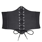 JasGood Damen Korsett Gürtel Schnürkorsett Elastischen Breiten Band, Gebundener Waspie Taille Gürtel Hüftgurt für Damen,Schwarz,78cm(Anzug für Taille 73cm-78cm)