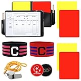 Fußbal Sachen Schiedsrichter Set Schiedsrichter Pfeifen Mit 2 KapitäNsbinde Mit 3 Rote Karte Gelbe Karte,Mit Tasche Punktebuch,Schiri Set Kinder für Fußballspiel Schulsport Sport