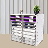 YYDWY Umweltfreundliches Ordnerregal mit hochdichten Faserplatten: Dokumentenablage für 9 Ebenen, keiner Zusatzbedarf bei der Montage, ideal für Büro & Schule (Weiß)