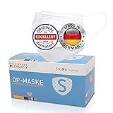 Sigma Medical© OP Masken weiß [HAUTFREUNDLICH] - Elegante Masken medizinisch weiß - Masken weiß - 50x medizinische Masken weiß - Mundschutz weiß - Mundschutz medizinisch weiß