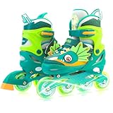 Dinosaurier Inliner für Kinder Junge Mädchen Inline Skates Größen Verstellbar mit Leuchtenden Rädern Kinder Rollschuhe für Teenager Anfänger Geburtstags und Weihnachts Geschenke