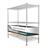 KARAT Metallregal dekoratives & Robustes Lagerregal, Kellerregal für Bad, Küche, Büro, Wohn- und Außenräume (60x35x90-chrome-everrest: ⌀ 22mm)