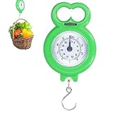 Digitale Hangskala, Tragbare Mini -Feder -Skala Mechanische Waage Skala Lebensmittelskala 10 Kg Zeigerhaken Hanging Skala Fischwaage -Waage -Gepäckschale für die Fischerei in (GREEN)