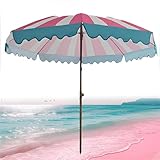 XUQQU Tragbarer Strandschirm Im Freien, Bunt Gestreifter Gartenschirm, Neigbarer Sonnenschirm, Marktschirm Mit Kippfunktion, Ohne Basis Für Pool, Restaurant, Café