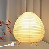 Reispapier Lampenschirm: Papier Tischlampe Weiß Nachttischlampe Stehlampe Tischleuchte Lampenschirm mit E14 Fassung, Schalten und Glühbirne, Hängelampe Ersatzlampenschirme 1.8m kabel, H 21cm