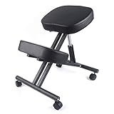YESTAIM Sitzhocker Bürohocker Pneumatischer Ergonomischer Kniestuhl Einstellbarer Haltungskorrektur Kniehocker Gesundheitsstuhl Schwarz Höhenverstellbar Bequem Gepolstert Rollbar
