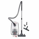 SEVERIN Bodenstaubsauger mit Beutel, leistungsstarker und leiser Staubsauger mit 360° Rollen, HEPA Filter, Zubehör für Teppich & Hartböden, weiß, rot, BC 7047