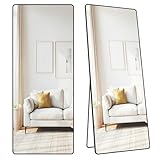 SONGMICS Ganzkörperspiegel, 165 x 60 cm, rechteckiger Standspiegel, Rahmen aus Aluminiumlegierung, Hartglas, für Schlafzimmer, Wohnzimmer, Garderobe, tintenschwarz LFM038BD01