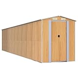 Utiny Geräteschuppen Hellbraun 192x938x223 cm Verzinkter Stahl Gerätehaus Garten Schuppen Gartenhaus