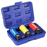 WORKPRO Radschrauben-Nuss-Set, 3-tlg. Steckschlüssel-Satz, Kraft-Schoneinsätze Set, mit Schutzhülle, 1/2' Antrieb, Dünnwand-Design, Cr-Mo-Stahl, 17 mm,19 mm,21 mm, mit Aufbewahrungsbox