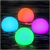JONRRYIN Pool Lichter Schwimmend, 4 Stück Teichbeleuchtung, Poolbeleuchtung mit Fernbedienung, 16 RGB Farbwechsel Wasserdichte Lichter für Pool Garten, Teich, Party
