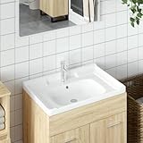 Xichuzi Waschbecken Weiß 61x48x23 cm Rechteckig Keramik, Aufsatzwaschbecken, Bathroom Sink, Waschtisch, Aufsatzbecken, Ablaufgarnitur - 153704